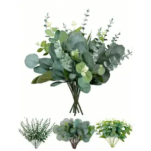 30Pcs 3 Kinds Artificial Mixed Eucalyptus Leaves Stems Artificial Silver Dollar Eucalyptus Leaves Faux Greenery Spray Fake Plants For Wedding Bouquet Centerpieces Lifelike Fake Plant