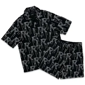 Represent Black Embroidered Initial Short Set