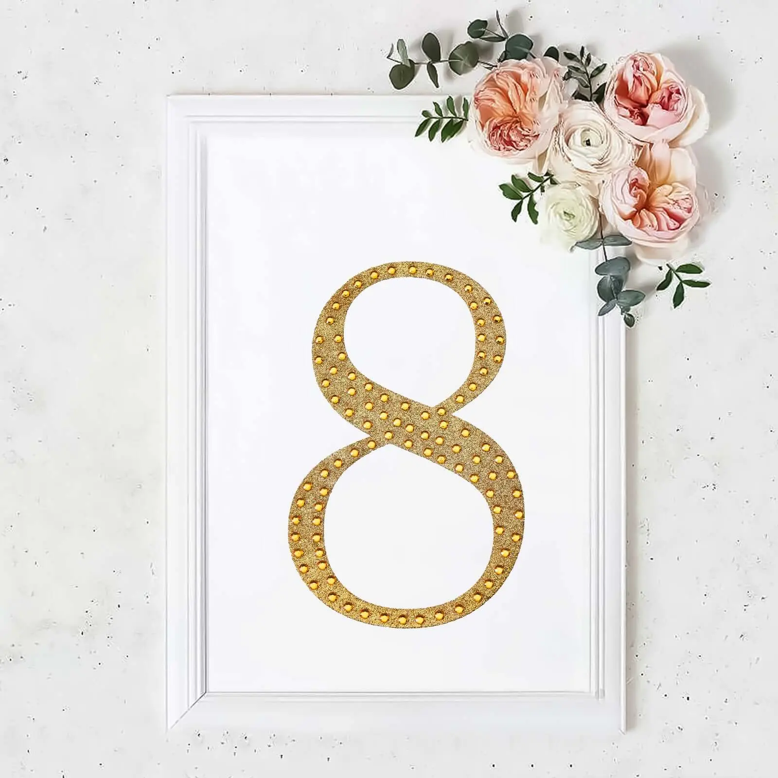 Gold Decorative Rhinestone Number "8" Stickers, Glitter Adhesive DIY Art Stickers, 8" Craft Embellishments for Scrapbooking & Stamping, Glitter Stickers