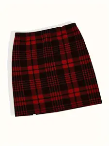 Women's Plaid Print Skirt, Casual Fashion Short Skirt for Daily Wear, Ladies Bottoms for Summer, Casual Skirts