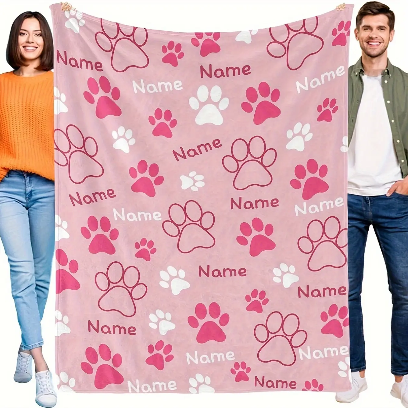[Customization] 1pc Creative Personalized Text Customization, Dog Exclusive, Name Custom Printed Blanket, Fleece Gift Blanket, Custom Gift; Multi-Purpose Suitable for Outdoor Beach Camping Car Living Room Sofa Cover Pet Blanket Office Cover; Custom