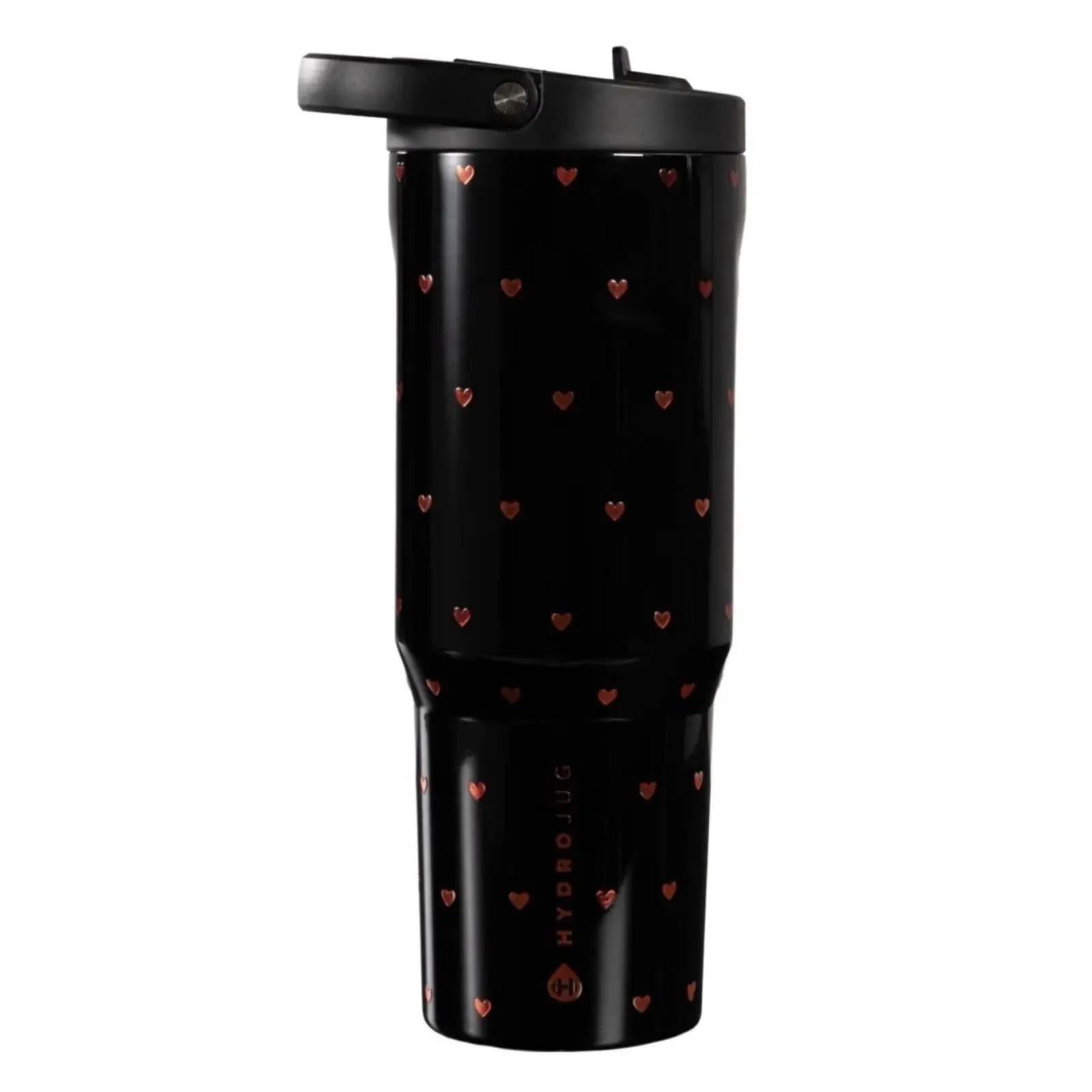 HydroJug Traveler 40oz Tumbler Queen Of Hearts Black Red Heart Stainless Steel Insulated Cup With Handle Flip Straw Lid