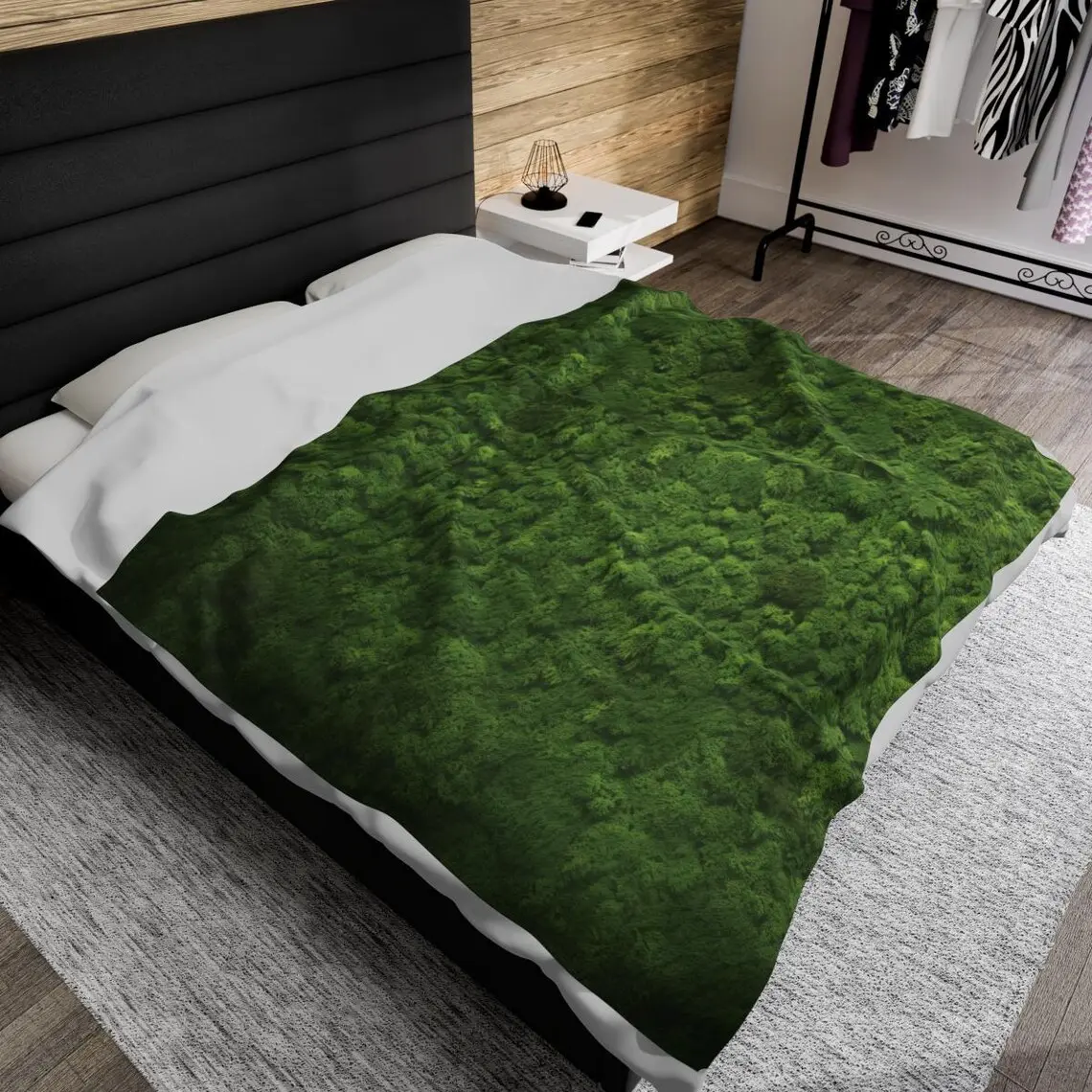 Bohemian Green Fleece Blanket - Soft Flannel All-Season Throw For Couch, Bed, Camping & Travel, 250-300Gsm Machine Washable Polyester, Rustic Home Decor Housewarming Gift, Throw Blanket For Couch, Geometric Pattern, Durable Comfort