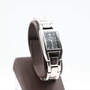 Anne Klein 10/6419 Stainless Steel Small Rectangular Watch with Black Dial