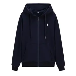 hooded long sleeved men's embroidered drawstring zipper closure solid color casual sportswear 2025 Menswear Sweatshirts Tops Beige No.812