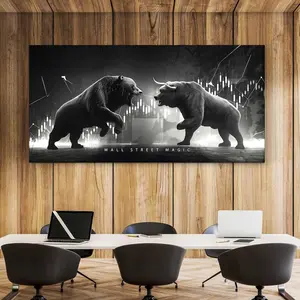 Wall Street Magic Wall Art Stock Market Bull Bear Sign Wealth Investing Poster Trading Investor Motivation High Quality Paper Trader Money Mindset Print