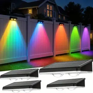 Solar Fence Light Multicolor Garden Wall Light, Outdoor Ip44 Courtyard Villa Decoration, Rechargeable Landscape Lighting for Home, Garden Decorative Lighting