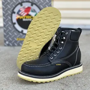 0613 Black Patron Boots Mens Work Boots Harley Riding Boots Botas de Trabajo Comfort