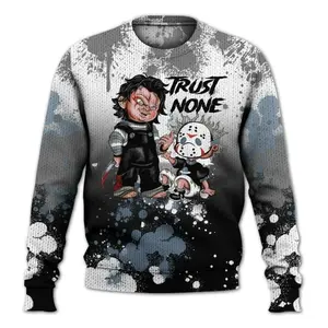 Streetwear Black Chrome 6s Shirt, Trust No One Scary Knitted Sweater 3PI