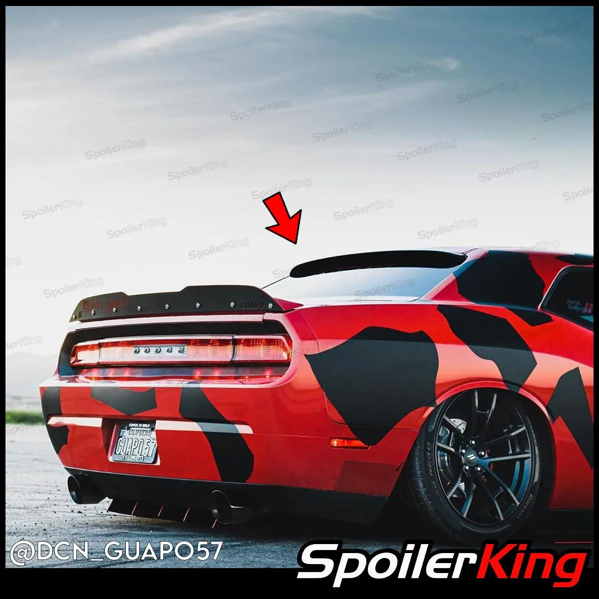 Dodge Challenger 2008-2023 Rear Window Roof Spoiler XL (380R), Car Rear Spoiler, Flex Paint Ready