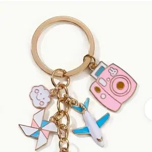 Wanderlust To Travel Is To Live Key Chain - Enamel bag charms, luggage, airplane, fun handbag Keychains, purse charms, appreciation gift cute bag charm