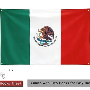 3x5 FT Bandera de México Flag Durable Polyester Fabric with Brass Grommets Double-Stitched Edges for Vibrant Colors Perfect for Mexican Celebrations Independence Day Cinco de Mayo