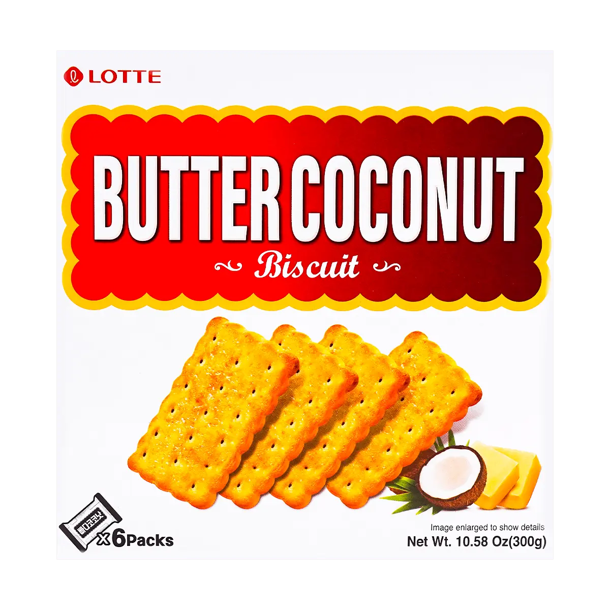LOTTE Korea LOTTE Honey Coconut Crispy Biscuit Snacks 10.6oz - Korean Sweet Treat, Perfect for Tea Time