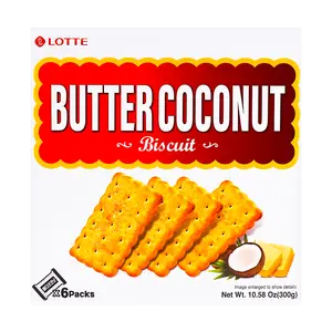 LOTTE Korea LOTTE Honey Coconut Crispy Biscuit Snacks 10.6oz - Korean Sweet Treat, Perfect for Tea Time