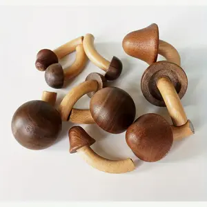 4 Wooden Mushroom Refrigerator Magnets - Elegant Oval Shape, Wood Design, Used for Messages and Decoration, Perfect for Home and Kitchen, Refrigerator Magnets