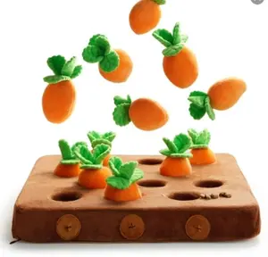 Nocciola 12 pcs Carrot Field Dog Squeaky Toys with Food Dispensing Carrot Farm, Dog Enrichment Toys for Hide and Seek, Puzzle Toys for Small and Medium Dogs, Play and Treat Set