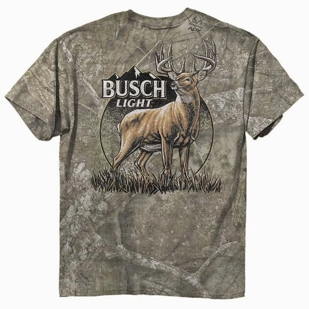 Busch Light Buck Deer Camo T-Shirt, Whitetail Hunting Graphic Tee, Deer Hunting Apparel, Realtree Woodland Camouflage Shirt, Hunting Season Graphic Tee,Wildlife Deer Hunter Tee, Gift for him
