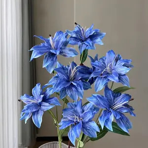 1pcs 3-Piece Artificial Flower Set, 3 Lily Flowers, Wedding Ceremony Decor, Hall Decoration, Home Decorative Flowers