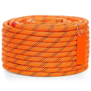 Double Braided Polyester Rope, 1/2 in x 120 ft, 48 Strands, 8000 LBS Breaking Strength Outdoor Climbing Rope, Arborist Rigging Rope for Rock Hiking Camping Swing Rappelling Rescue, Orange/Black
