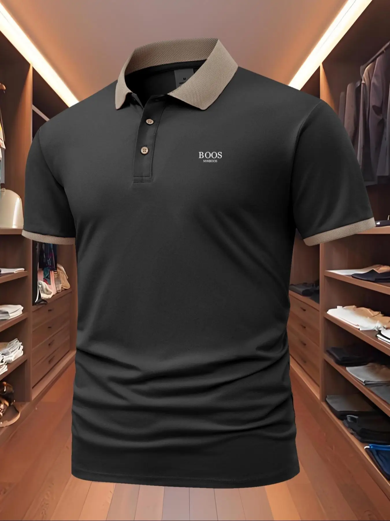 Men's Regular Fit Letter Print Shortsleeve Contrast Trim Polo Shirt, Casual Comfy Collared Half Zip Top for Summer, Fashion Men's Clothes for Daily We