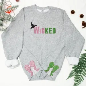 Embroidered Wickeds Defy Gravity Sweatshirt | Wizard of Oz Shirt Broomstick | Best Wickeds Merch Movie Lover Gift | Side Bow Sweatshirt