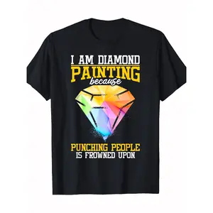 Diamond Painting Lover Tools Pen Diamond Artist Painter T-Shirt Cool Graphic Tee For Men Women 100% Cotton Breathable Fabric Short Sleeve Shirt| Spring Summer Costume