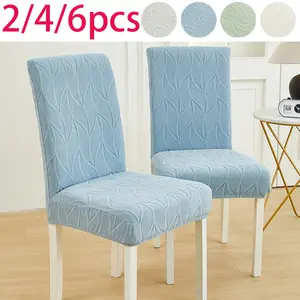 Leaf Pattern Elastic Dining Chair Covers, Washable Anti-Stain Seat Protectors, Pet Friendly Home Restaurant Chairs, 2/4/6 Pieces Set