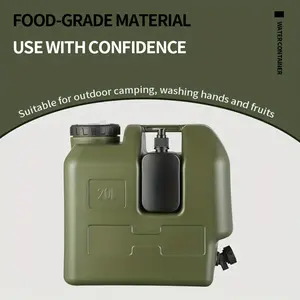 Tactical Green Camping Water Bucket with Hand Wash Dispenser, 15L/20L/30L Large Capacity, with Free Accessories, Ideal for RV, Camping, Kitchen, Garden & Survival, Camping Gear