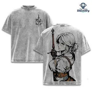 Ciri Graphic t-shirt  - The Witcher 3 Wild Hunt Vintage Graphic Tee  Hoodie Soft Cotton Oversized Relaxed Fit Washed Streetwear Heavyweight Cotton Retro Gaming Cotton Unisex Graphic T-Shirt RPG Fan Gift Idea