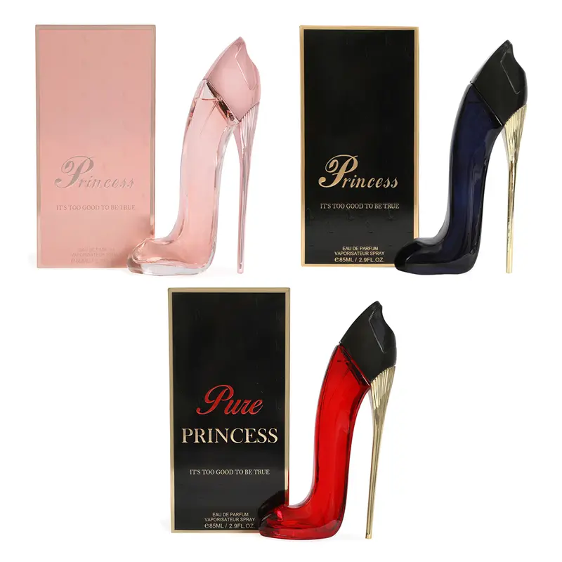 Women's Perfume Bundle - Princess High Heels Pink and Princess High Heels Black and Pure Red & Black - Spray Perfume Eau de Parfum for Women 85ml/2.9fl.oz. each