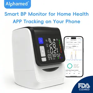 Upper Arm Blood Pressure Monitor for Home Use, Smart BP Machine with App Tracking, Large Cuff, One-Touch, Alphamed