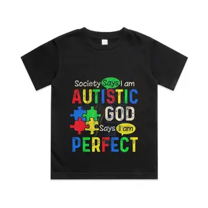 Society Says I'm Autistic Autism Month Men Women Kid Cotton T-shirt, Graphic Print Round Neck Short Sleeve Casual Tee for Boys Girls Funny