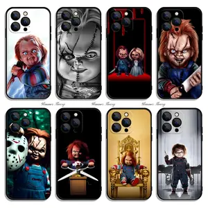 Hot H-Horror Chucky Doll Phone Cases For iPhone 17 Promax Pro Air 16 Plus 15 14 13 12 11 Black Soft TPU Shell Shockproof Protective Cover Gift For Birthday Christmas Halloween