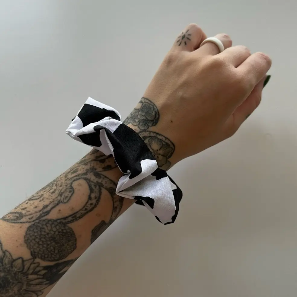 Clo’sSpookyCorner Handmade 100% Cotton Scrunchy B**ch I’m a Cow Pattern