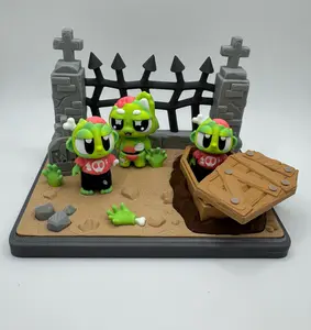3D Printed Graveyard Scene | Spooky Halloween Decoration | Cute Ghost Figurines | Haunted Cemetery Tabletop Display