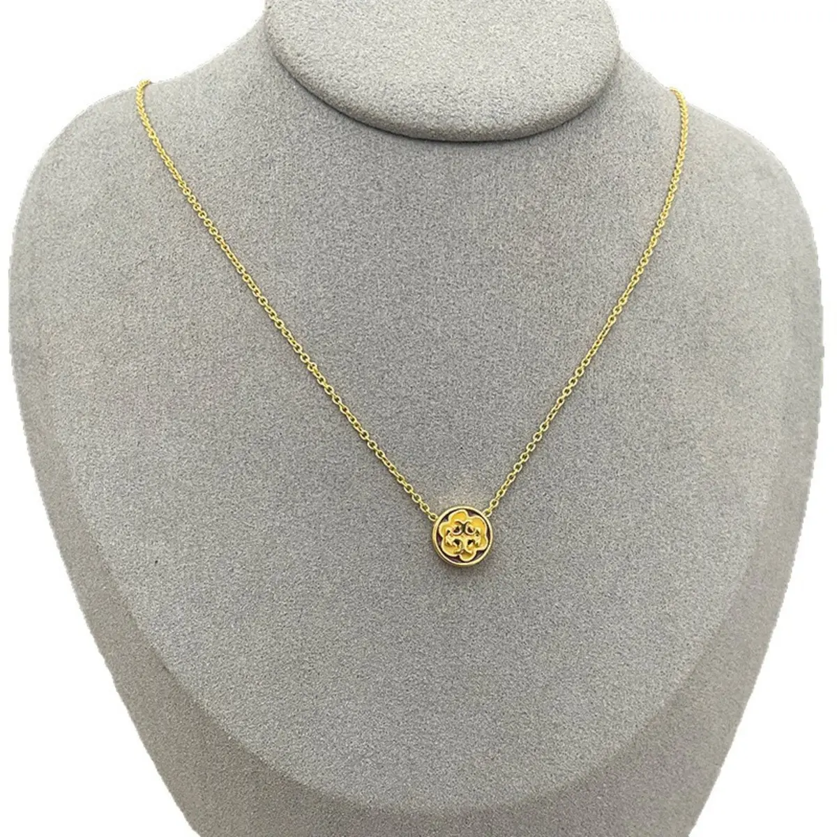 Women Tory Burch Kira  Round Disc Charm Necklace Daily Wear Designer Jewelry