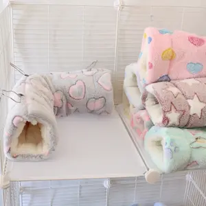 Cozy Fleece Hamster Tunnel & Hammock - Ultra Soft Warm Hideout for Guinea Pigs, Sugar Gliders, Ferrets, Rats - Perfect Small Pet Sleeping Bag for Cage Accessories (1PC)