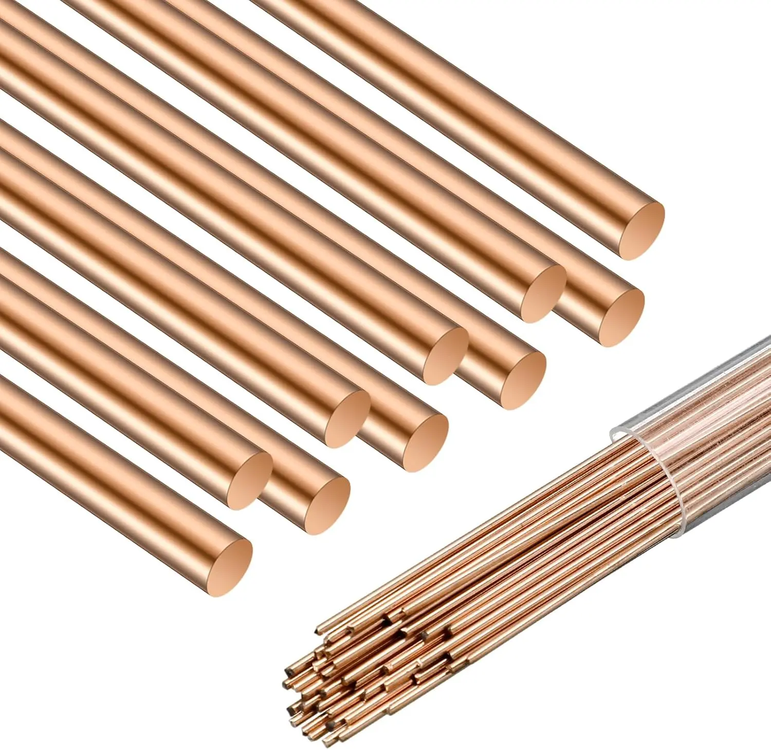 15% Silver Phos Copper Brazing Rods AWS BCuP-5 - 40 Flat Welding Round Rods (0.050"X1/8"X10" Inches) with Better Wettability, Low Melt Temp for Home HVAC, Air Conditioning, Cold Storage Refrigerator Units