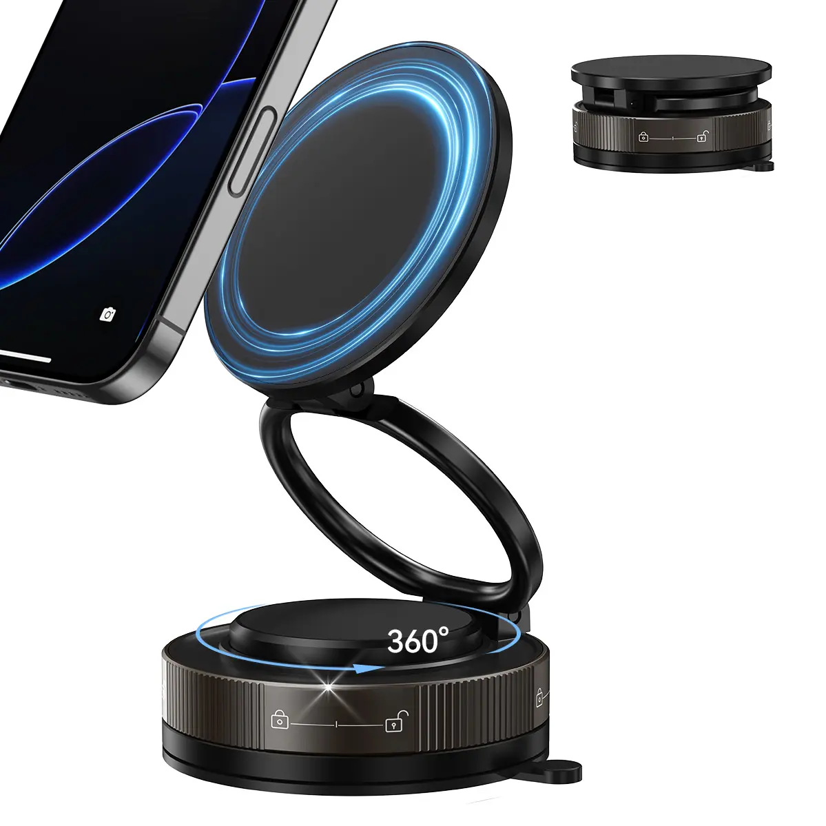 360° Adjustable Vacuum Magnetic Phone Holder, Suction Cup Phone Mount for Magsafe, Portable Cell Phone Holder for Car,Makeup/Gym/Mirror, Fit for All iphone iphone 11 and above