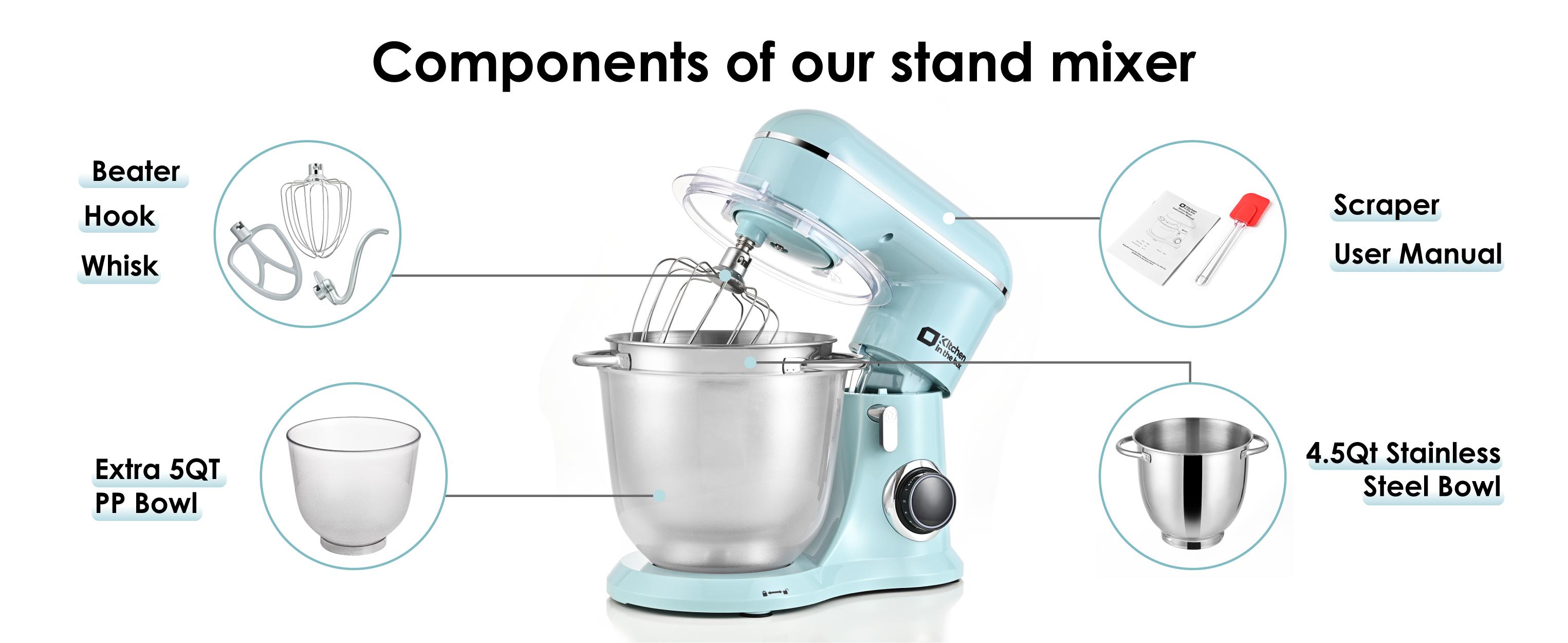 KITCHEN IN THE BOX Stand Mixer 4.5QT & 5QT | 10-Speed Electric Food Mixer for Baking & Cooking | Includes Whisk, Dough Hook & Beater | Durable & Powerful | Kitchenware & Home Appliances