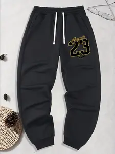 Men's regular-fit casual sports joggers, featuring a digital print pattern, an elastic waistband with drawstring and pockets, suitable for outdoor activities, commuting, and streetwear; the perfect gift for spring, autumn, and summer for husbands/boyfrien