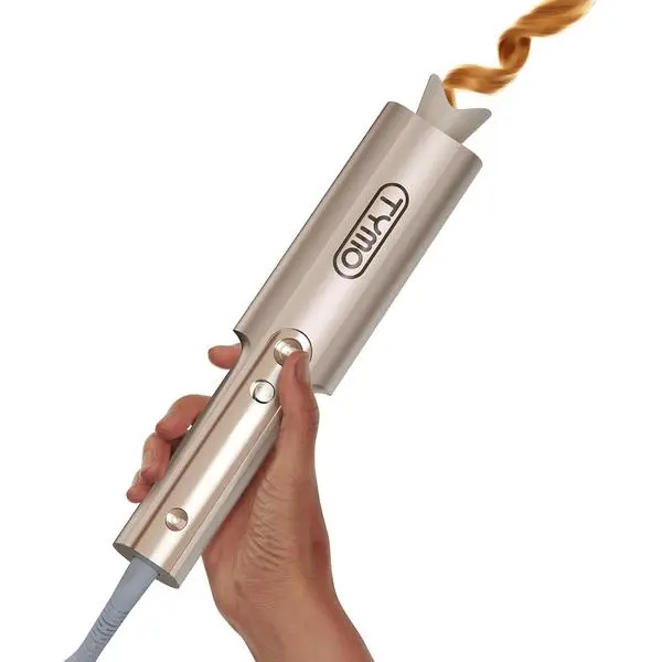 TYMO CurlPro Plus Automatic Rotating Curling Iron - Upgraded Long Barrel Curling Wand for Beach Waves & Long Hair, Ceramic Hair Curler for Women, Anti-Scald, 600M Ionic, Dual Voltage, Gold, 1 Inch