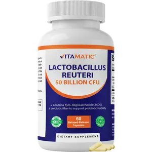 Vitamatic Lactobacillus Reuteri 50 Billion CFU with XOS Prebiotic, Delayed-Release Probiotic Capsules, Non-GMO, 60 Capsules.