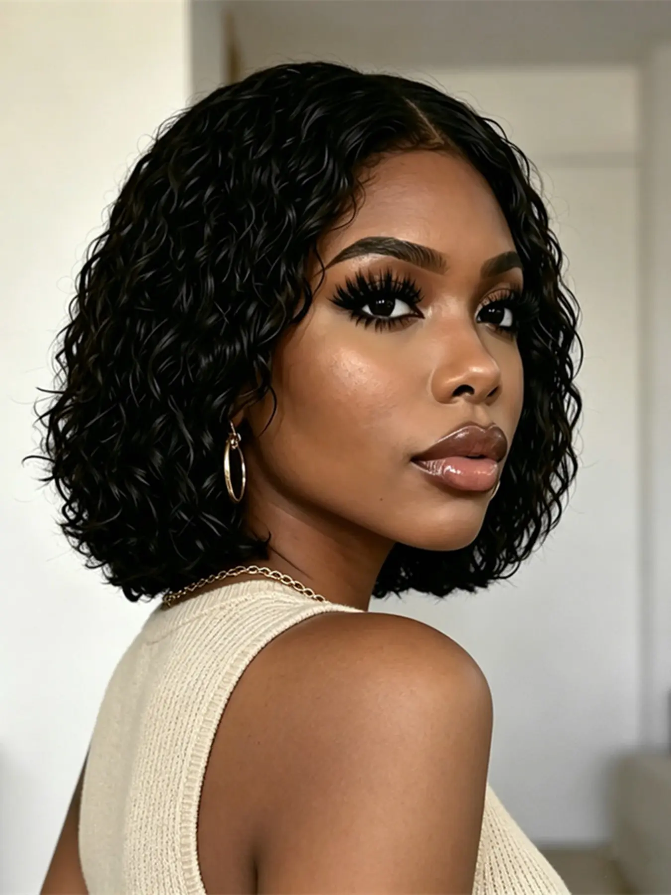 Pixie Wig 4x4 Lace Short Curly Wave Bob Human Hair Wig for Women, Daily Party Cosplay Gift Use, Natural Look & Comfortable Fit
