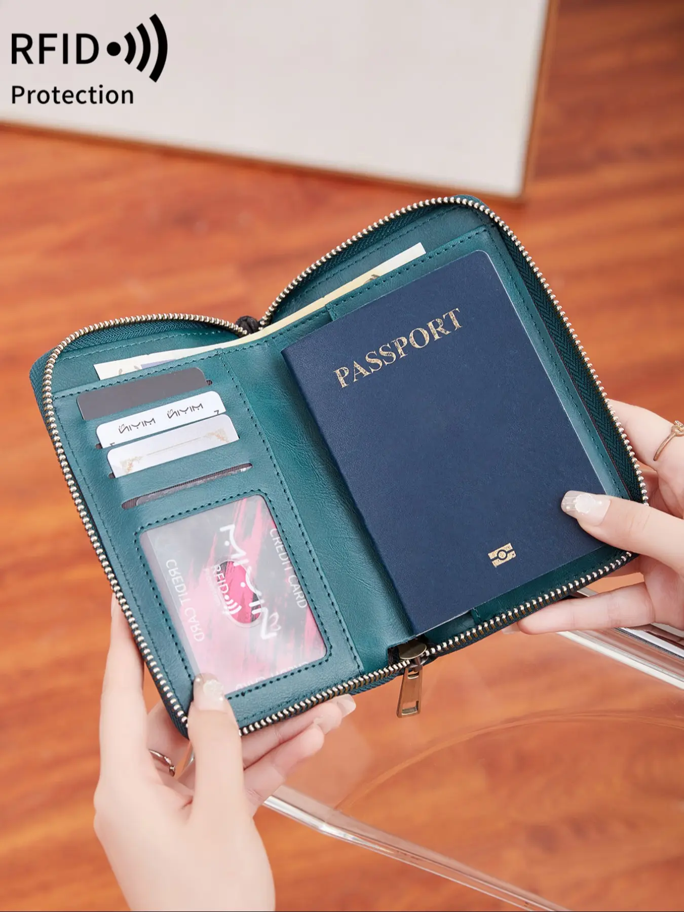 Passport wallet, RFID shielded travel document organizer, Card organizer, suitable for both men and women, durable PU material, secure storage solution, Travel Document Holder, Passport Cover, Passport Protector, Passport Holders
