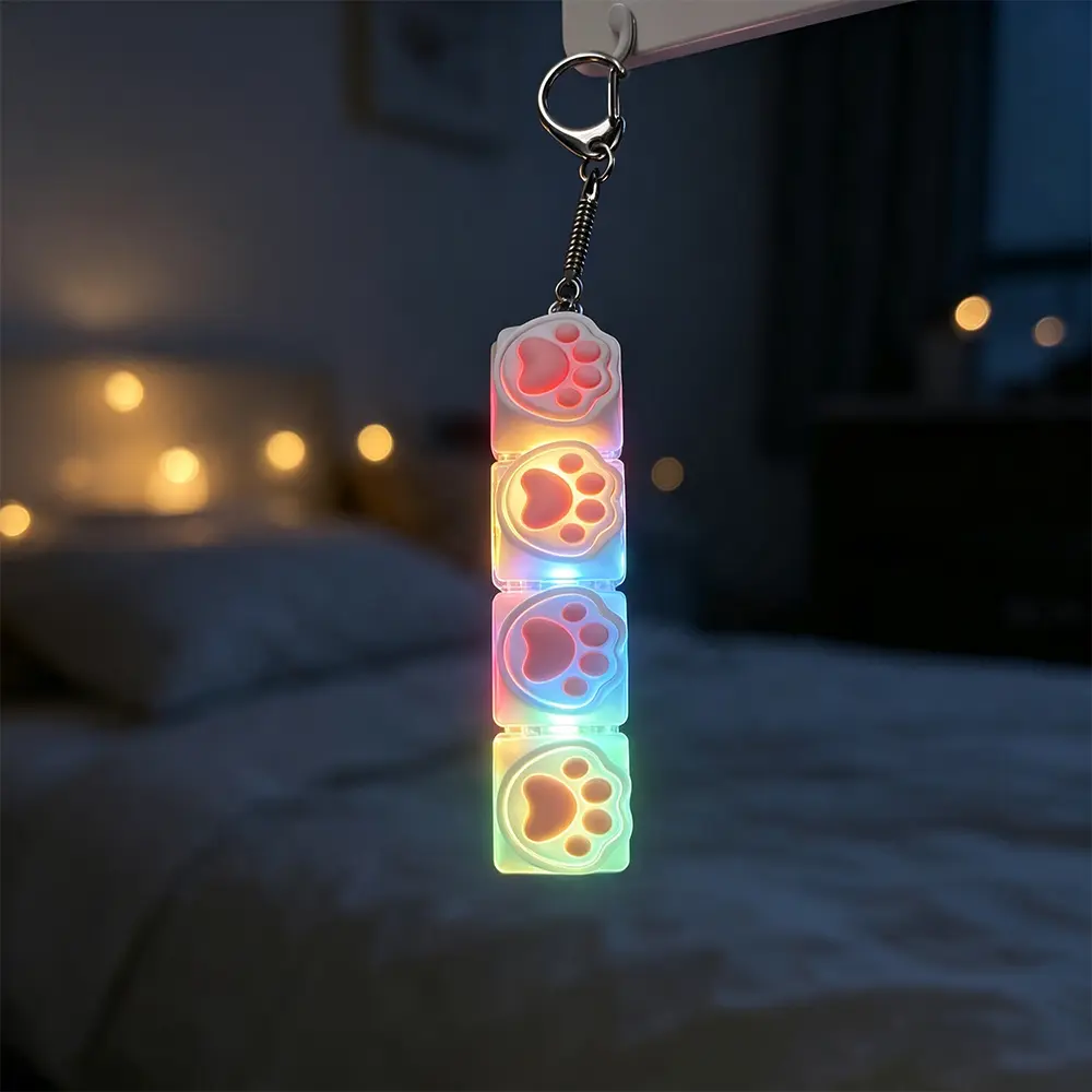 LED Light Up Keyboard Fidget Toy, Satisfying Clicker Keychain Toy, Cute Portable Desk Toy Gift for School Office Travel calm anxiety