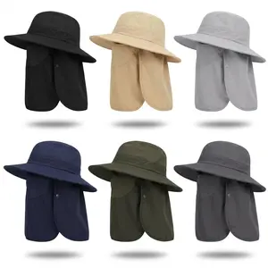 Men's and Women's Outdoor Wide-brimmed Bucket Hats,Suitable for Hiking, Gardening and Cycling - Breathable All-in-one Neck Bucket Hat
