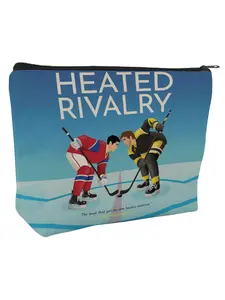 "Heated Rivalry Large Capacity Makeup Bag - Funny Hockey Romance Book Lover Pouch for Cosmetics, Travel Essentials & Bookmarks | Unique Gift for Her, Bestie, Wife, Girlfriend on Christmas, Valentine's Day, Birthday | Sports Romance Themed Accessories"