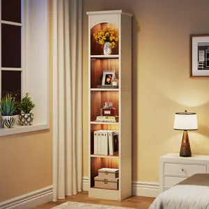 Tribesigns 70.9-Inch Tall Narrow Bookcase, 5-Tier Cube Corner Display Shelves with Storage for Home Office, Living Room