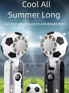 New football handheld fan with display, cooling and ice compress features, portable and foldable, transparent design, direct from the factory [Father's Day gift]